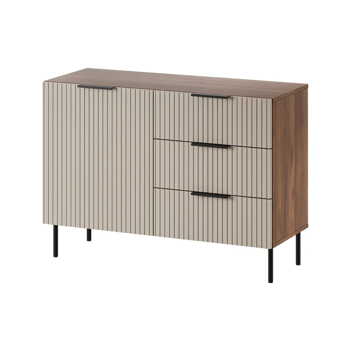Madie|Credenze > Dmora Credenza Grado, 104x42 h75 cm, Noce e Beige Beige Cashmere, Marrone Noce