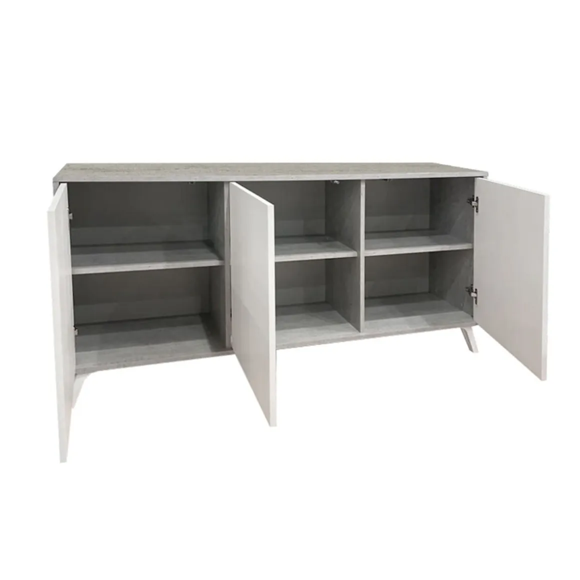 Credenza grigia chiaro e bianca porta piatti 153x39x72h cm 3 ante - Annina