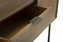 Madie|Credenze > Dmora Credenza grigia e marrone 145x47x76h cm 2 ante e 3 cassetti - Jones Marrone, Grigio