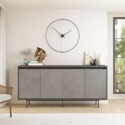 Credenza grigia e nera 160x44x75h cm 4 ante - Kay