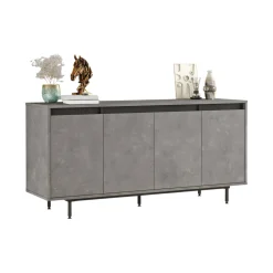 Credenza grigia e nera 160x44x75h cm 4 ante - Kay