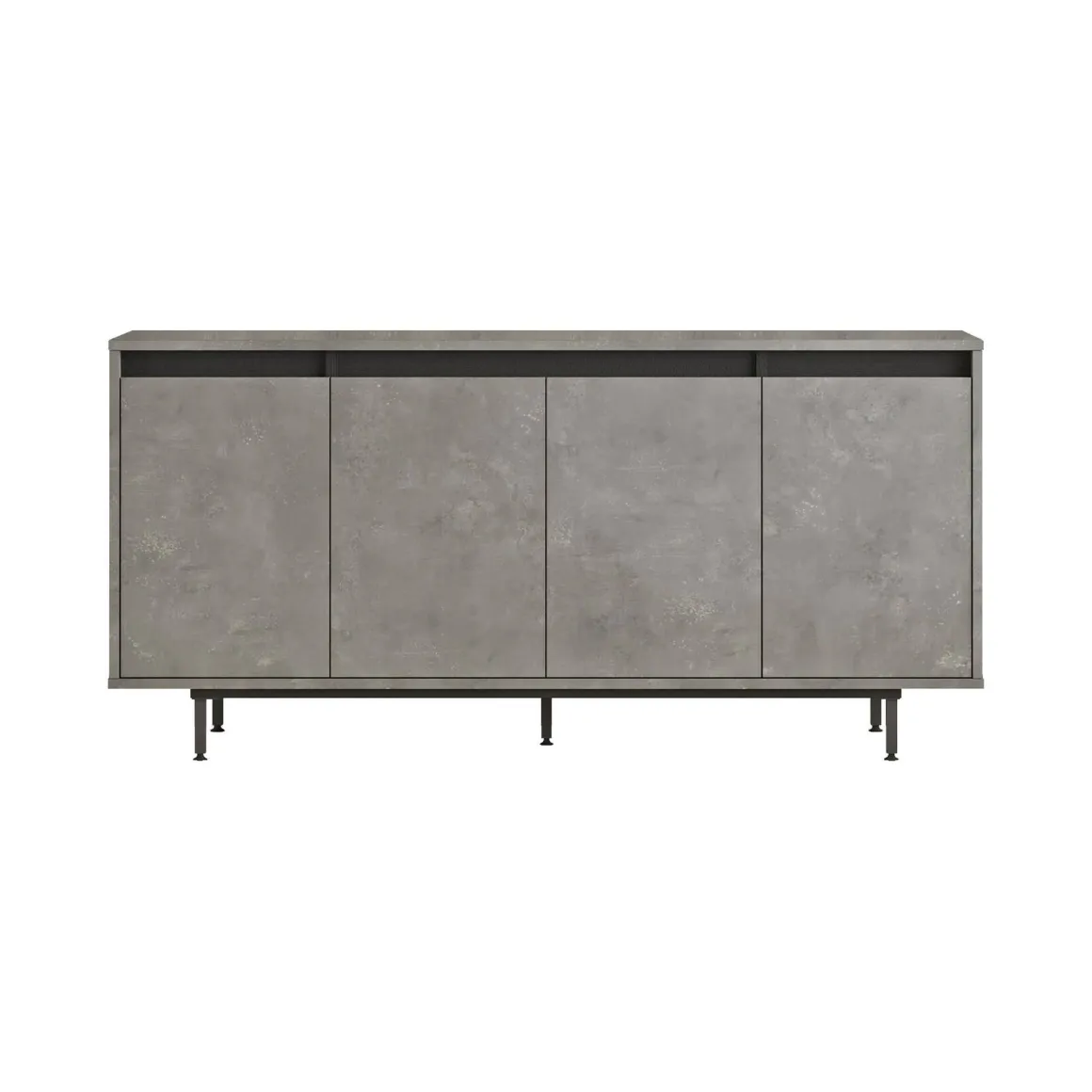 Credenza grigia e nera 160x44x75h cm 4 ante - Kay