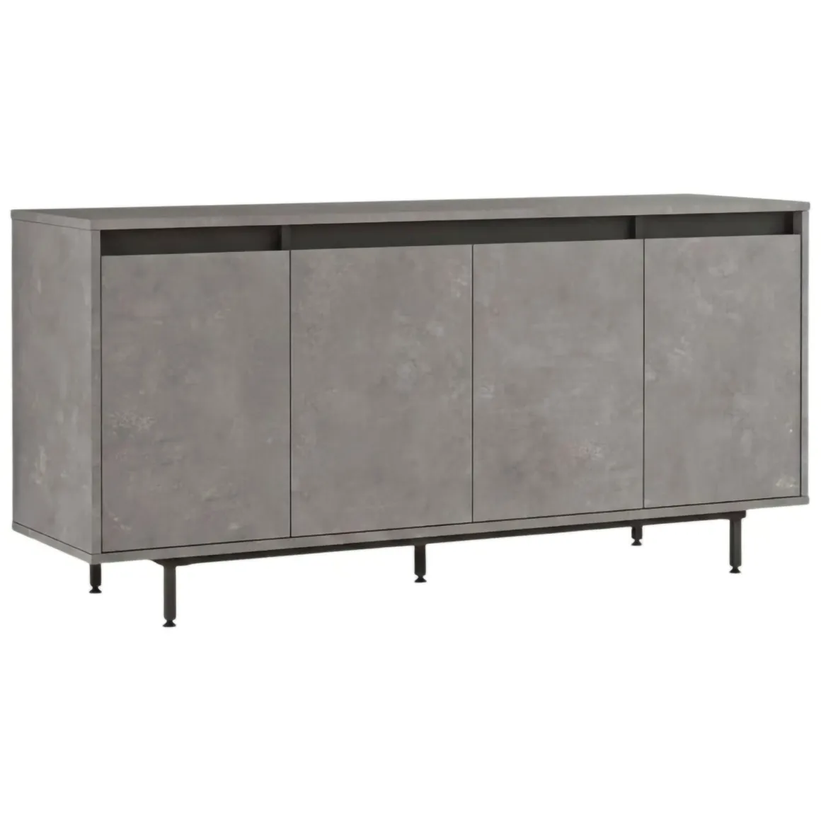 Credenza grigia e nera 160x44x75h cm 4 ante - Kay