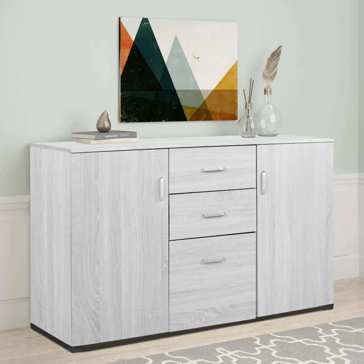 Credenza grigia 120x40x82h cm 3 ante e 2 cassetti - Apocalypse