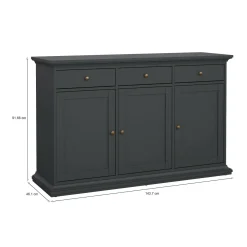 Credenza grigia 143x46x91h cm 3 ante e 3 cassetti - Asola