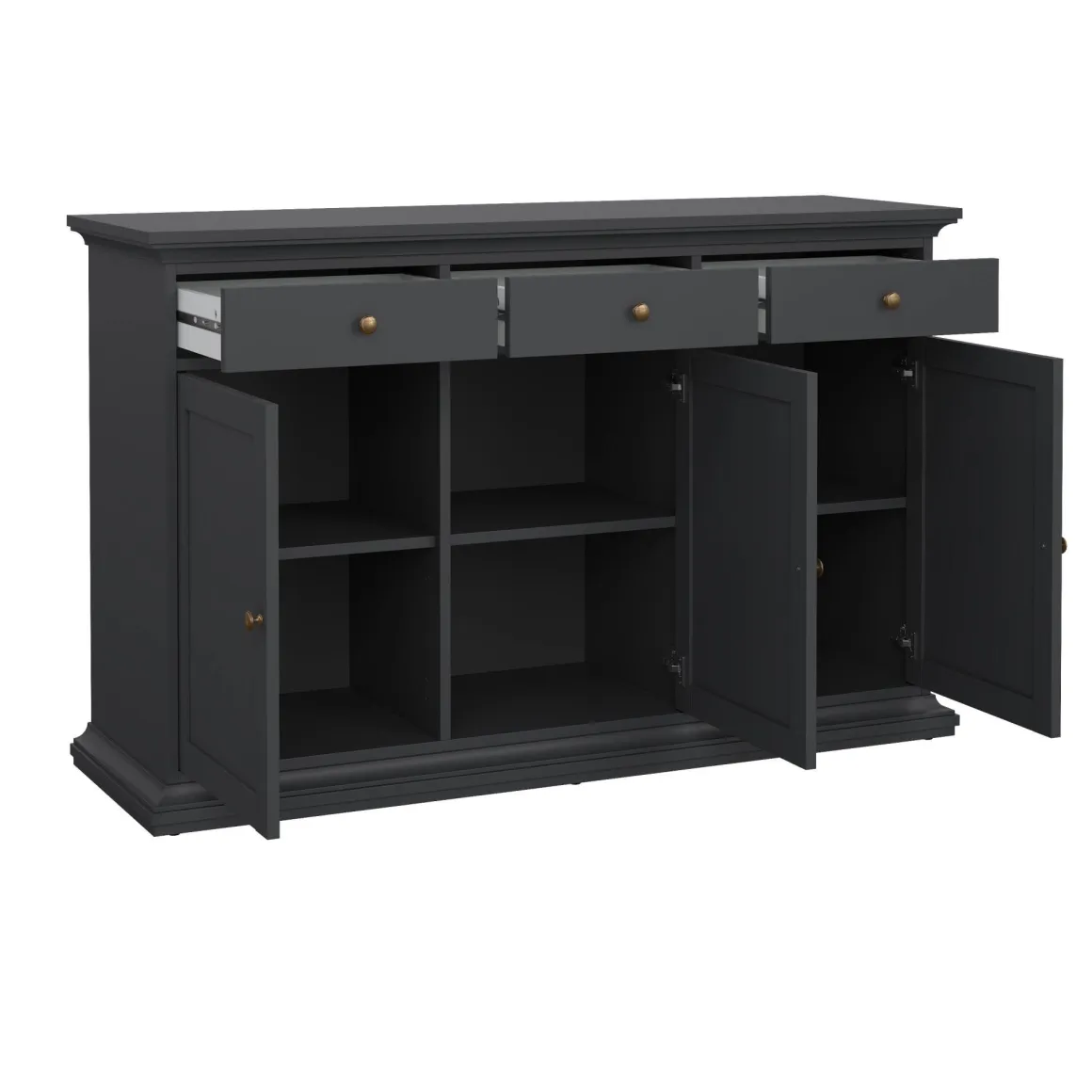 Credenza grigia 143x46x91h cm 3 ante e 3 cassetti - Asola