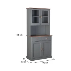 Credenza Grigio 2 Cassetti 2 Ripiani 90x45x191h cm, Apertura Battente - Milzano