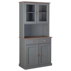 Credenza Grigio 2 Cassetti 2 Ripiani 90x45x191h cm, Apertura Battente - Milzano