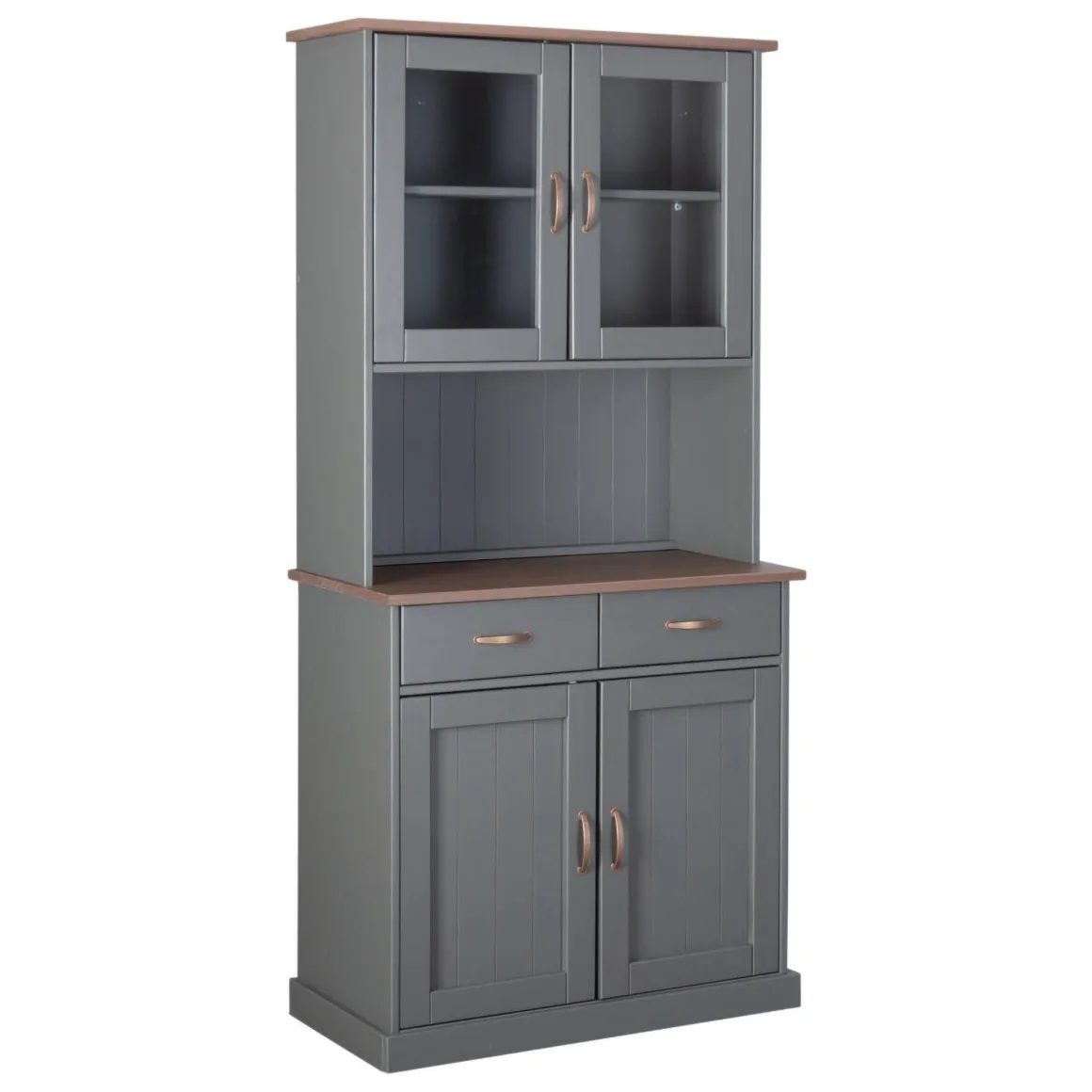 Credenza Grigio 2 Cassetti 2 Ripiani 90x45x191h cm, Apertura Battente - Milzano