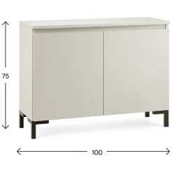 Credenze > Dmora Credenza Grigio Chiaro Nero 2 Ripiani Apertura Battente 100x37x75h cm, 2 Ante Made in Italy - Mimakasa Nero, Grigio Chiaro
