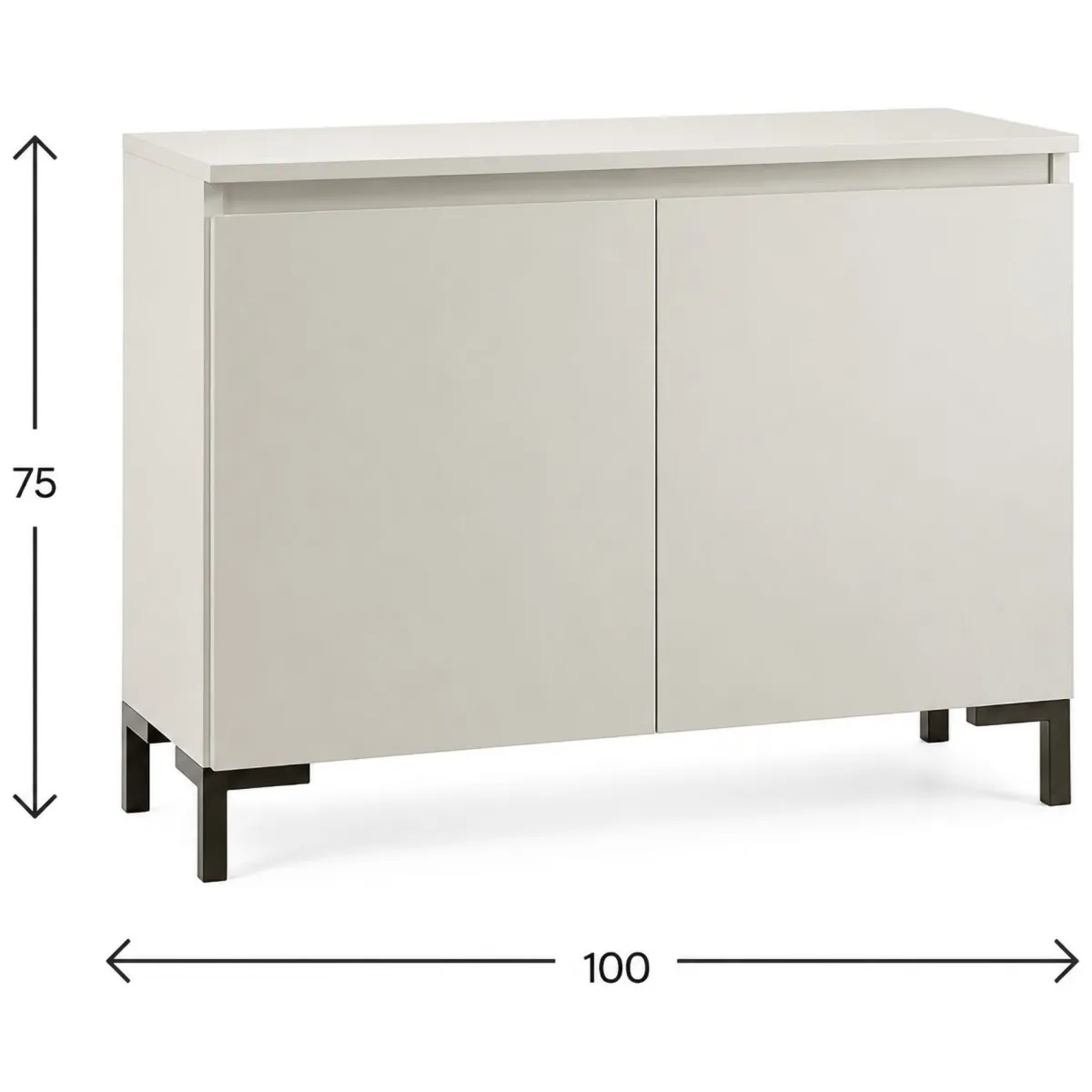 Credenze > Dmora Credenza Grigio Chiaro Nero 2 Ripiani Apertura Battente 100x37x75h cm, 2 Ante Made in Italy - Mimakasa Nero, Grigio Chiaro