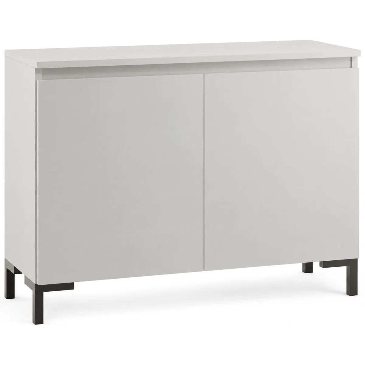 Credenze > Dmora Credenza Grigio Chiaro Nero 2 Ripiani Apertura Battente 100x37x75h cm, 2 Ante Made in Italy - Mimakasa Nero, Grigio Chiaro
