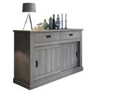 Madie|Credenze > Dmora Credenza 2 Ripiani 2 Cassetti 138x50x95h cm, 2 Ante - Lupara Grigio Rovere Grigio