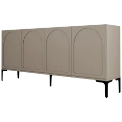 Madie > Dmora Credenza Grigio Tortora Nero 2 Ripiani 4 Vani 180x35x79h cm, 4 Ante - Torno Nero, Grigio Tortora