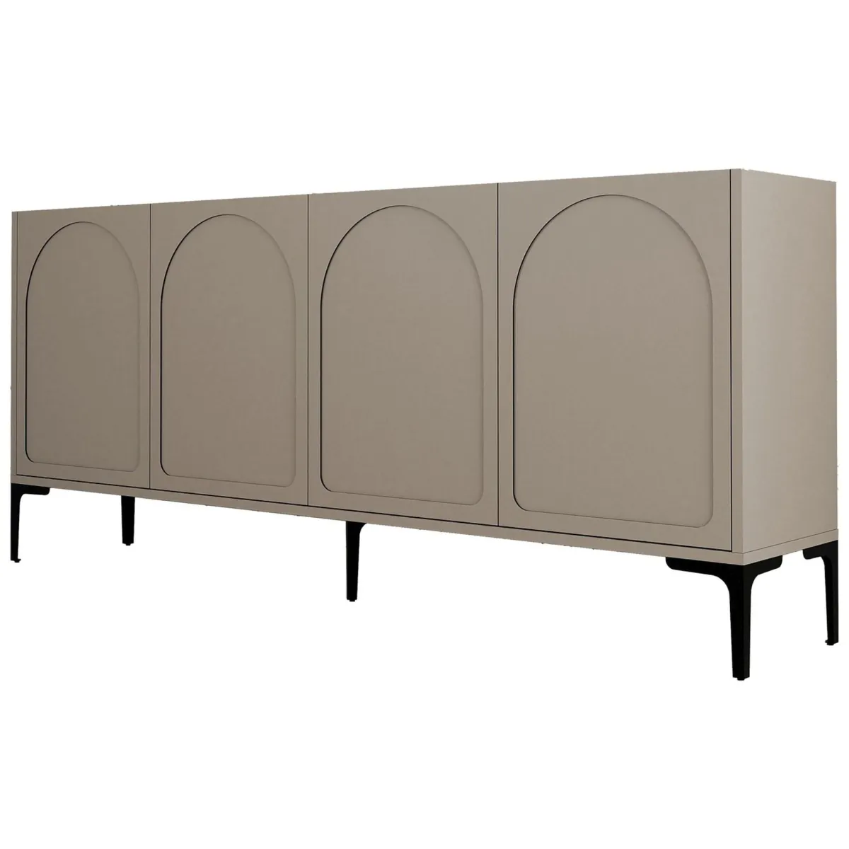 Madie > Dmora Credenza Grigio Tortora Nero 2 Ripiani 4 Vani 180x35x79h cm, 4 Ante - Torno Nero, Grigio Tortora