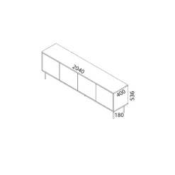 Madie|Credenze > Dmora Credenza Landiona, 204x40 h72 cm, Nero e Oro Oro, Nero