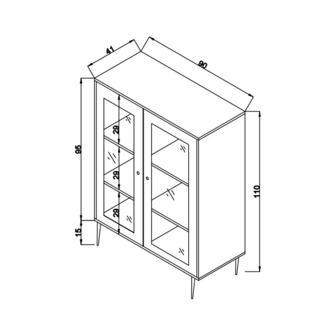 Credenza legno chiaro 90x40x110h cm 2 ante - Diodata