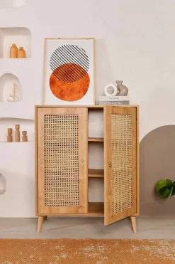 Credenza legno chiaro 90x40x110h cm 2 ante - Diodata