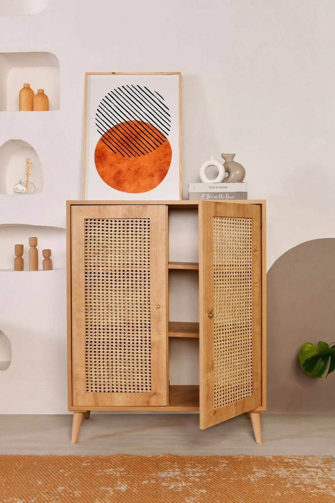 Credenza legno chiaro 90x40x110h cm 2 ante - Diodata