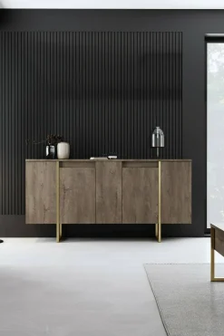 Credenza legno e oro 160x35x80h cm 4 ante - Arta
