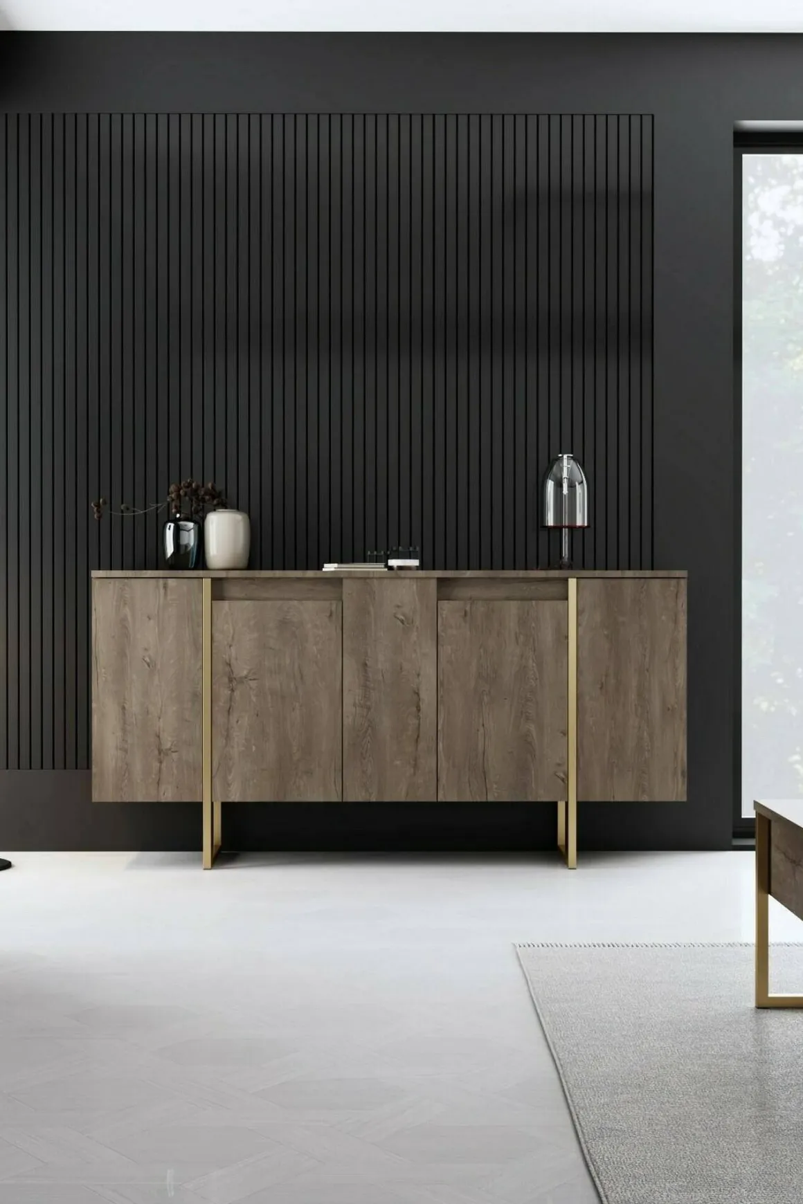 Credenza legno e oro 160x35x80h cm 4 ante - Arta