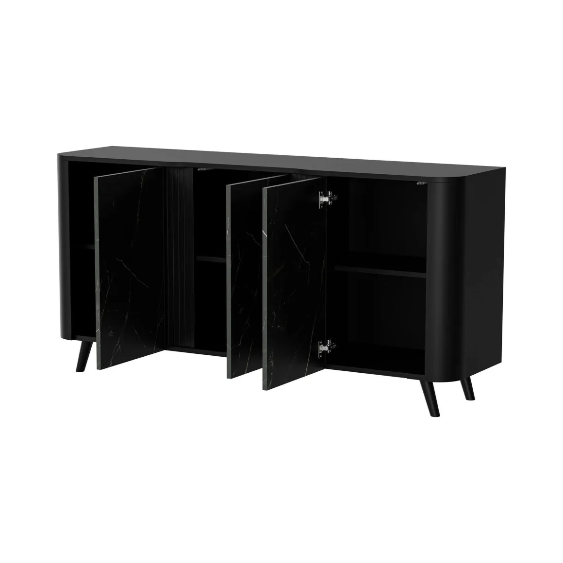 Credenza marmo e nera 150x42x70h cm 3 ante - Loreo