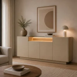 Credenza Marrone Chiaro Marrone 4 Ripiani Apertura Battente 103x40x83h cm, 4 Ante - Halefa