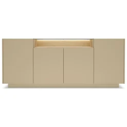 Credenze > Dmora Credenza Marrone Chiaro Marrone Rovere 3 Cassetti 2 Ripiani 176x40x83h cm, Apertura Battente, Scorrevole - Haleli Marrone Rovere, Marrone Chiaro