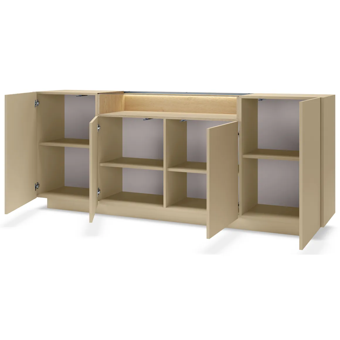 Credenze > Dmora Credenza Marrone Chiaro Marrone Rovere 3 Cassetti 2 Ripiani 176x40x83h cm, Apertura Battente, Scorrevole - Haleli Marrone Rovere, Marrone Chiaro