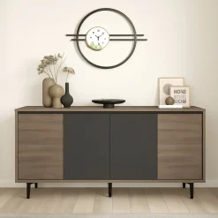 Credenza marrone e antracite 160x40x71h cm 4 ante - Arpalice