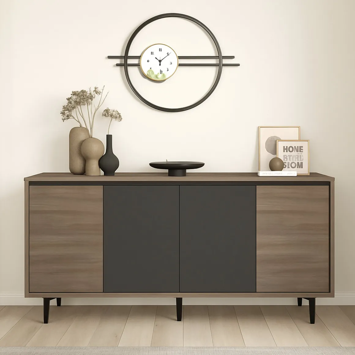 Credenza marrone e antracite 160x40x71h cm 4 ante - Arpalice