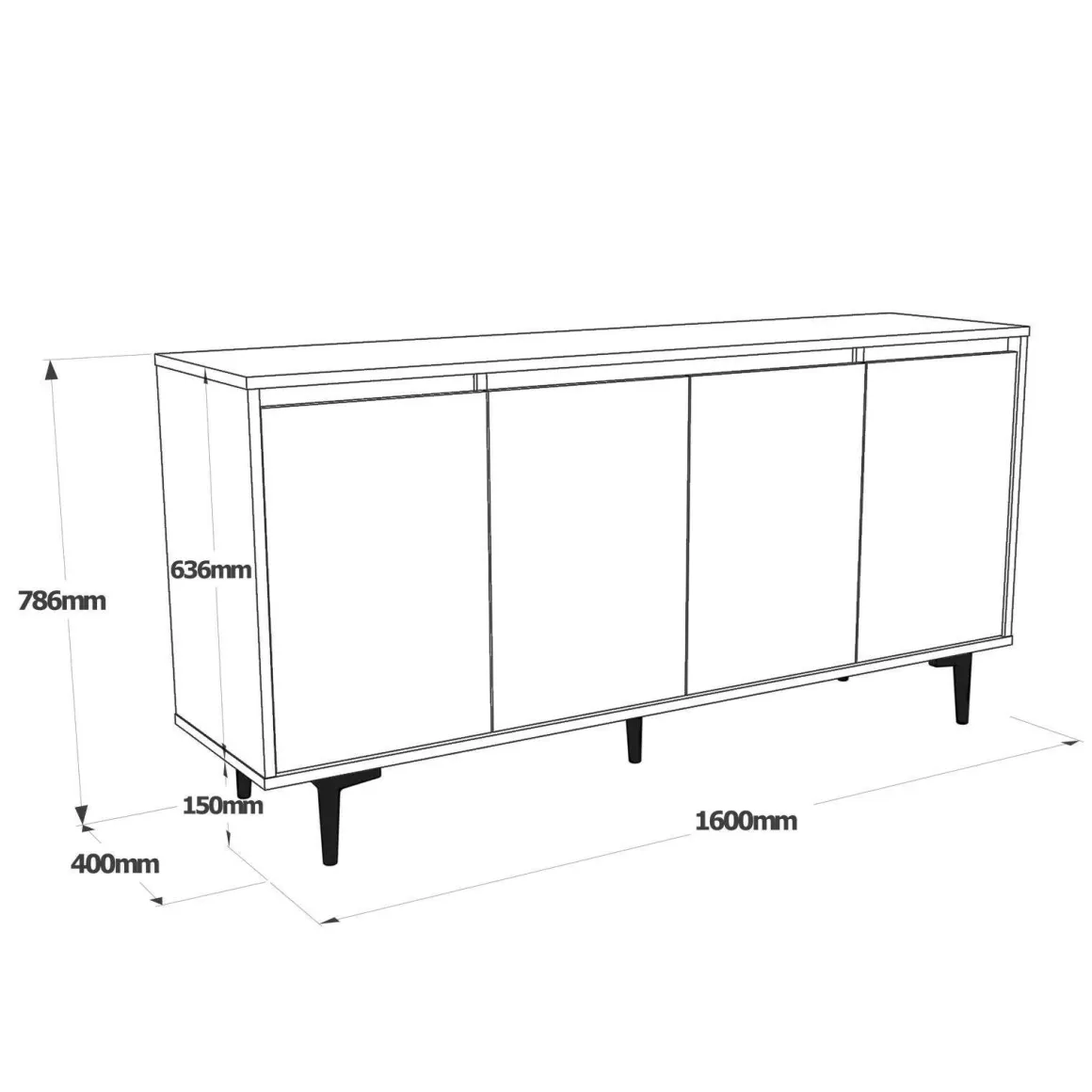 Credenza marrone e antracite 160x40x71h cm 4 ante - Arpalice