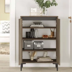 Credenza marrone e antracite 72x35x104h cm 4 ante - evariste