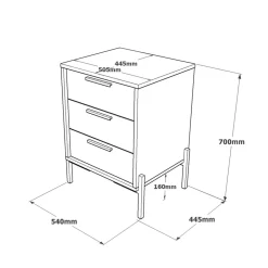 Madie|Credenze > Dmora Credenza marrone e grigia 54x44x70h cm 3 cassetti - Butchoy Grigio, Marrone