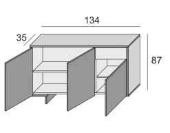 Credenza marrone e noce 134x35x87h cm 3 ante e 1 cassetto - Arius