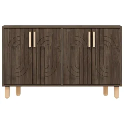 Credenza Marrone Noce Marrone Rovere 2 Ripiani 4 Ante 120x30x74h cm, 4 Vani - Venerina