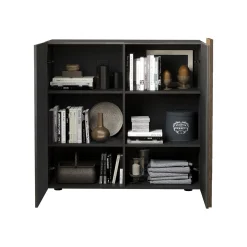 Madie|Credenze > Dmora Credenza Marrone Noce Marrone Rovere un Ripiano 2 Ante 72x36x73h cm, 2 Vani - Pontida Marrone Rovere, Marrone Noce