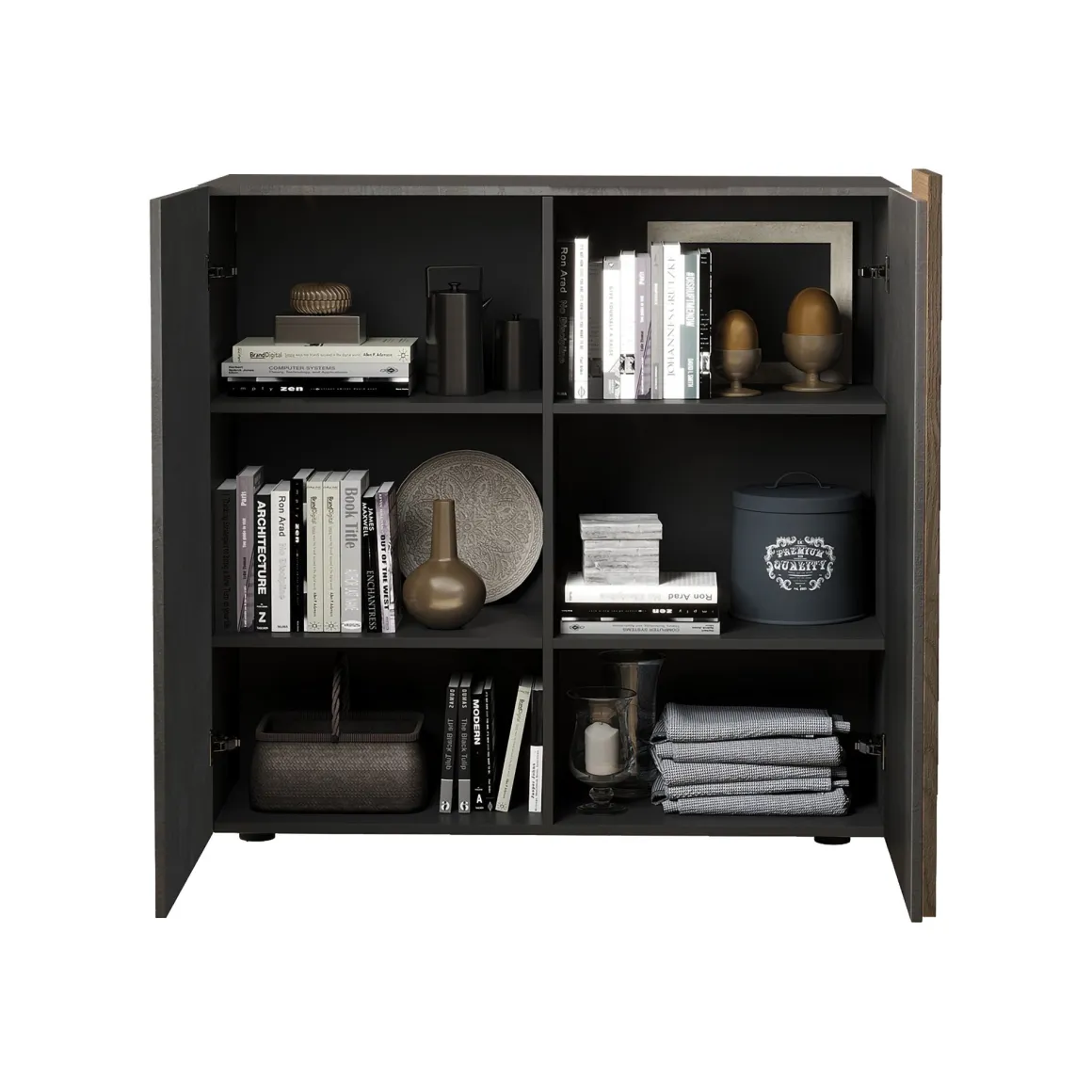 Madie|Credenze > Dmora Credenza Marrone Noce Marrone Rovere un Ripiano 2 Ante 72x36x73h cm, 2 Vani - Pontida Marrone Rovere, Marrone Noce