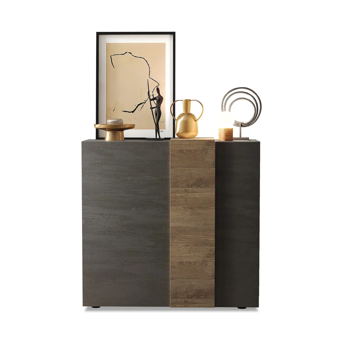 Madie|Credenze > Dmora Credenza Marrone Noce Marrone Rovere un Ripiano 2 Ante 72x36x73h cm, 2 Vani - Pontida Marrone Rovere, Marrone Noce