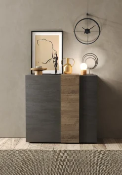 Madie|Credenze > Dmora Credenza Marrone Noce Marrone Rovere un Ripiano 2 Ante 72x36x73h cm, 2 Vani - Pontida Marrone Rovere, Marrone Noce