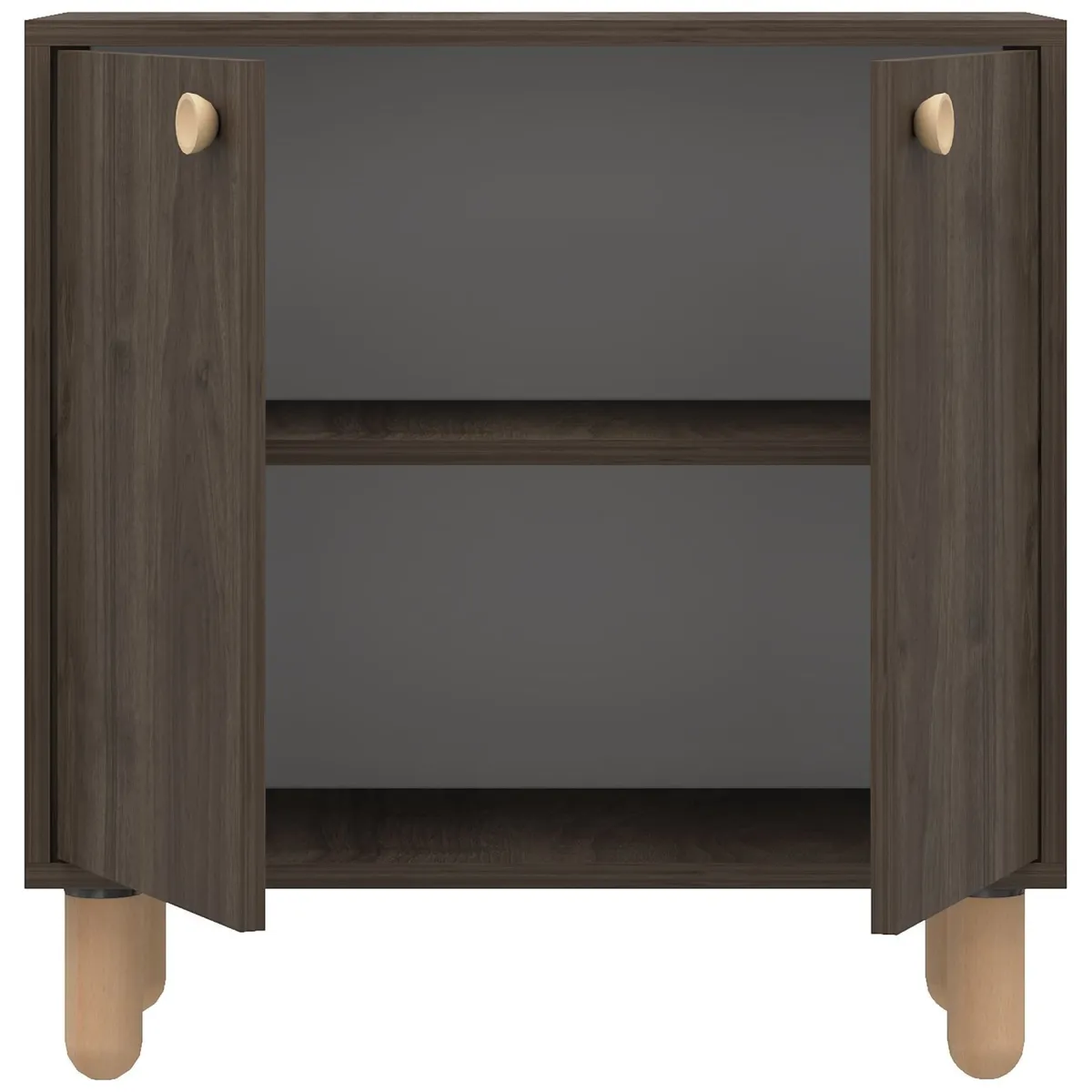Madie|Credenze > Dmora Credenza Marrone Noce Marrone Rovere un Ripiano 2 Ante 72x36x73h cm, 2 Vani - Pontida Marrone Rovere, Marrone Noce