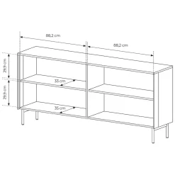 Credenza Marrone Noce Nero Antracite 2 Ripiani Apertura Battente 181x39x83h cm, 4 Ante - Hapa