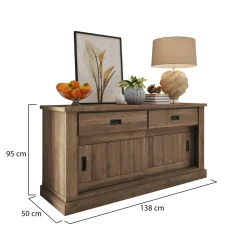 Credenza Marrone Noce 2 Ripiani 2 Cassetti 138x50x95h cm, 2 Ante - Lupara