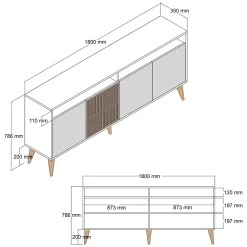 Madie|Credenze > Dmora Credenza 2 Ripiani 4 Ante 60x31x140h cm, 5 Vani - Sestu Marrone Noce