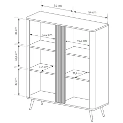 Credenza Marrone Noce 2 Ripiani Apertura Battente 113x38x134h cm, 2 Ante - Hazamale