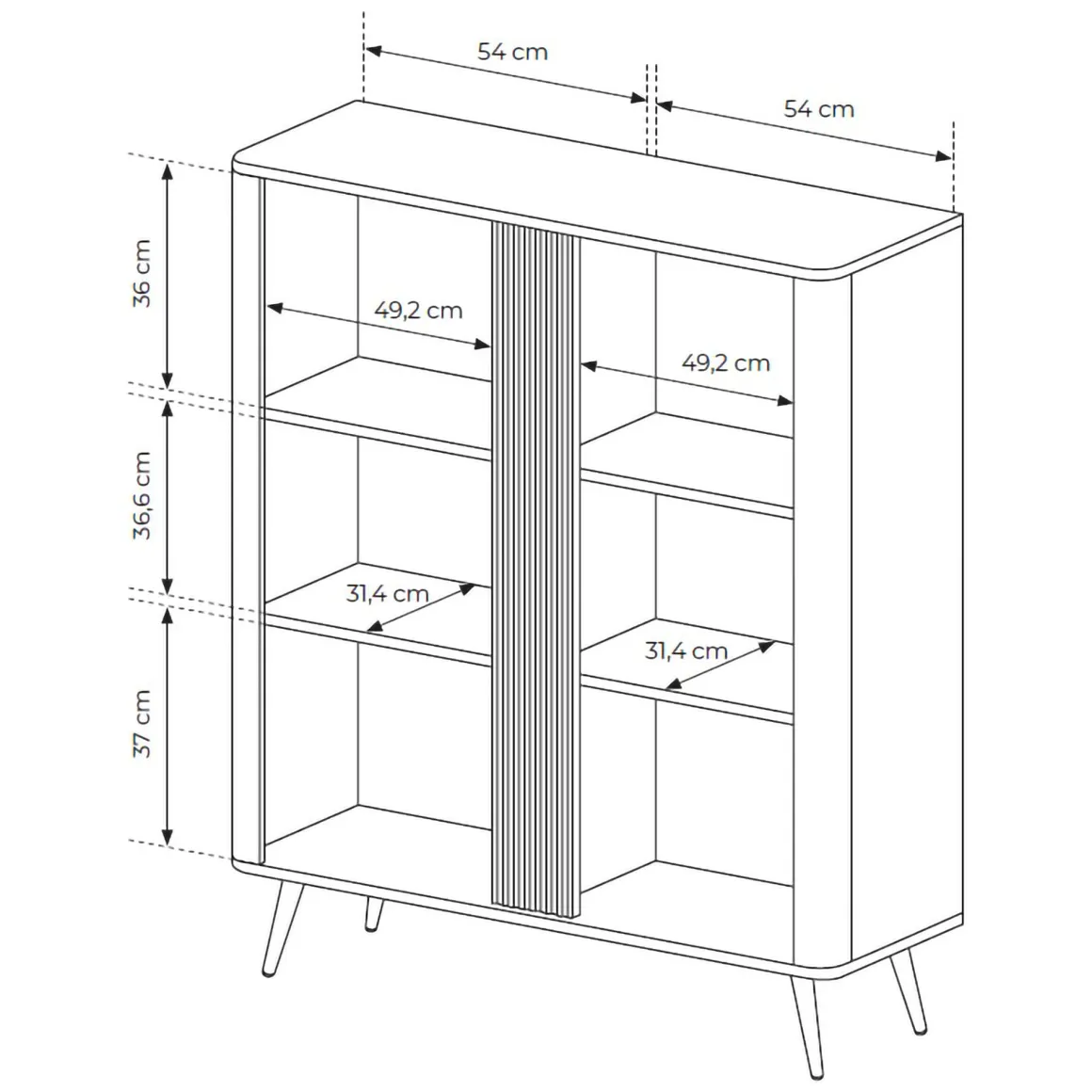 Credenza Marrone Noce 2 Ripiani Apertura Battente 113x38x134h cm, 2 Ante - Hazamale