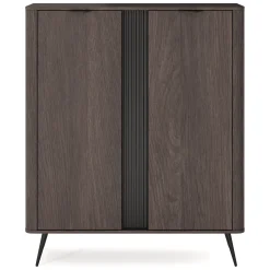 Credenza Marrone Noce 2 Ripiani Apertura Battente 113x38x134h cm, 2 Ante - Hazamale