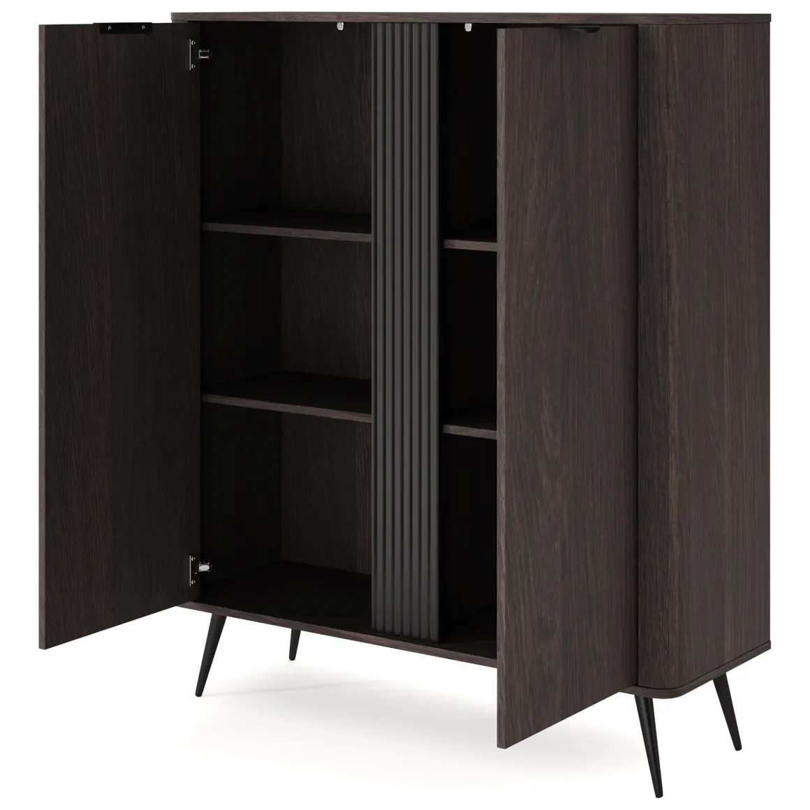 Credenza Marrone Noce 2 Ripiani Apertura Battente 113x38x134h cm, 2 Ante - Hazamale