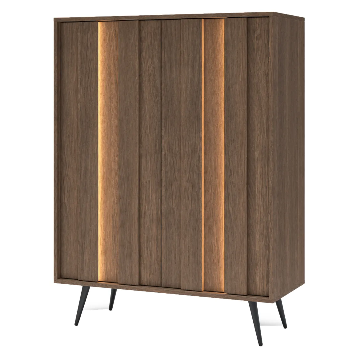 Credenza Marrone Noce 2 Ripiani Apertura Battente 94x40x126h cm, 2 Ante - Hafano