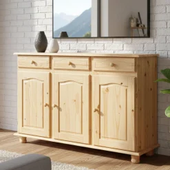 Credenza Marrone Quercia 3 Cassetti un Ripiano 130x43x87h cm, 6 Vani - Gragnano